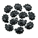Load image into Gallery viewer, Natural Black Onyx Carved Shell Beads, Hand Carved Snail Shell Shape Gemstone, Seashell Charm, 16 MM Seashell Beads For Jewelry Making
