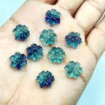 Load image into Gallery viewer, Superb Multi Fluorite Flower Shape Gemstone, AAA Natural Fluorite Flower Carving, Hand Carved Mini Flower Charm for Jewelry, 12 MM