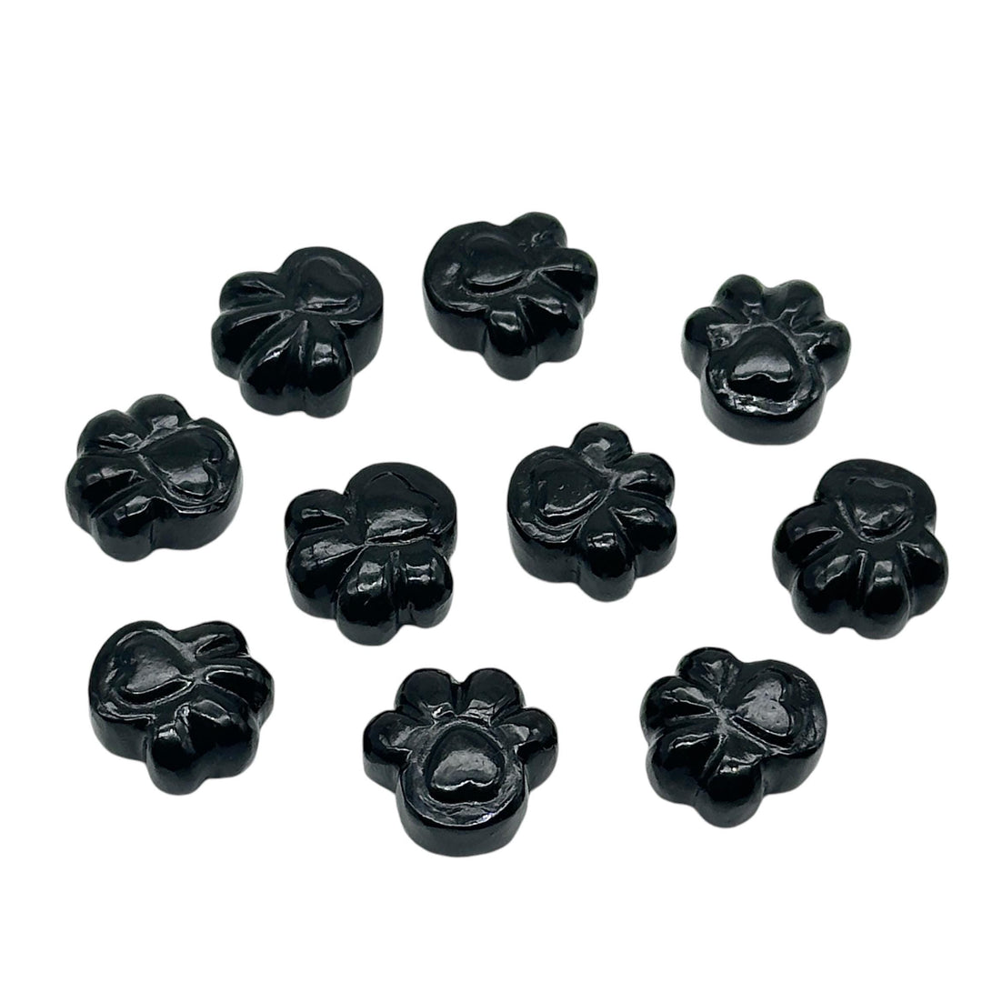 Natural Black Onyx Hand Carved Dog Paw, AAA+ Quality Gemstone Flat Back Paw Carving, 13 MM Paw Charm, Dog Paws for Jewelry & Craft Making