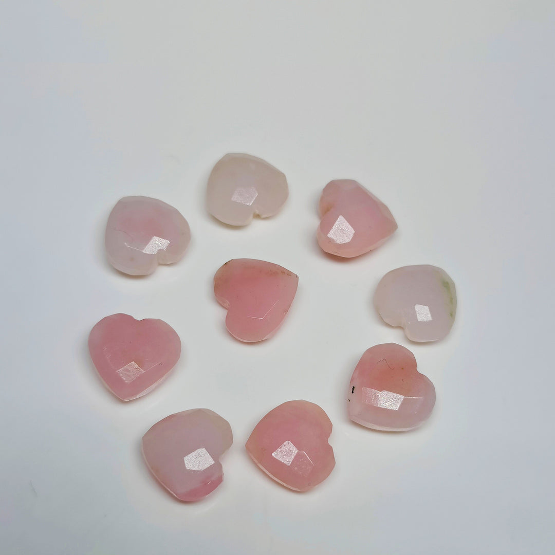 Natural Pink Opal Heart Shape Gemstone Beads, Hand Carved Faceted Heart Gemstone, Heart Briolettes, Loose Gemstone For Jewelry Making 8 MM