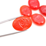 Load image into Gallery viewer, AAA Carnelian Evil Eye Shape Gemstone, Orange Carnelian Hand Carved Stone Beads for Jewelry Making, 25 MM Loose Carved Evil Stone