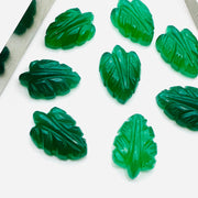 2,3,4,5 pcs Natural Green Onyx Hand Carved Leaf Shape, Carved Leaf Shape Gemstone For Jewlery, Leaf Carving 18X12mm