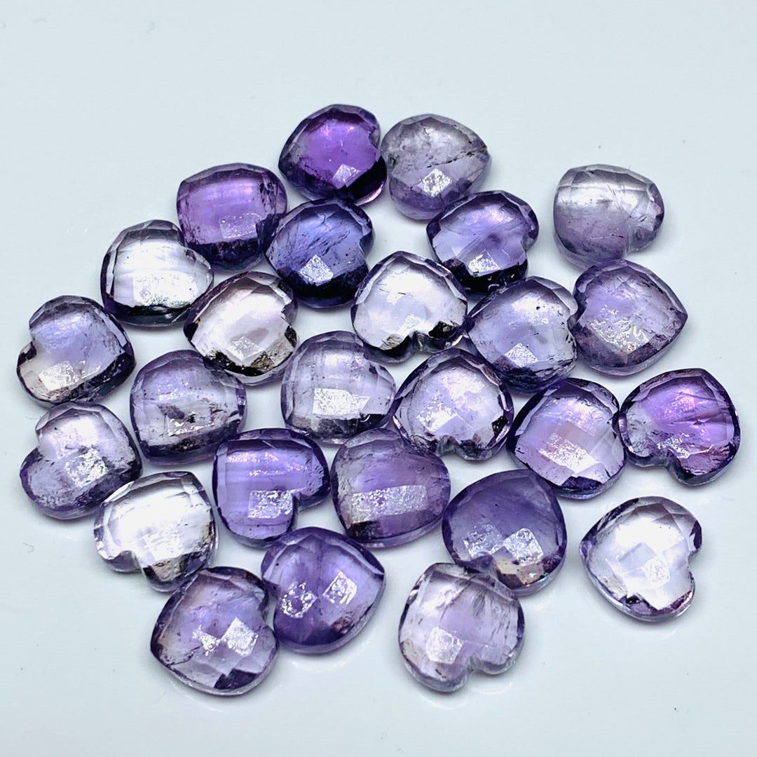 2,5,6,7,8 Pcs Natural Amethyst Carved Heart Shape Beads, Faceted Heart Gemstone For Jewelry, Heart Shape Briolette's Loose Gemstones 10mm