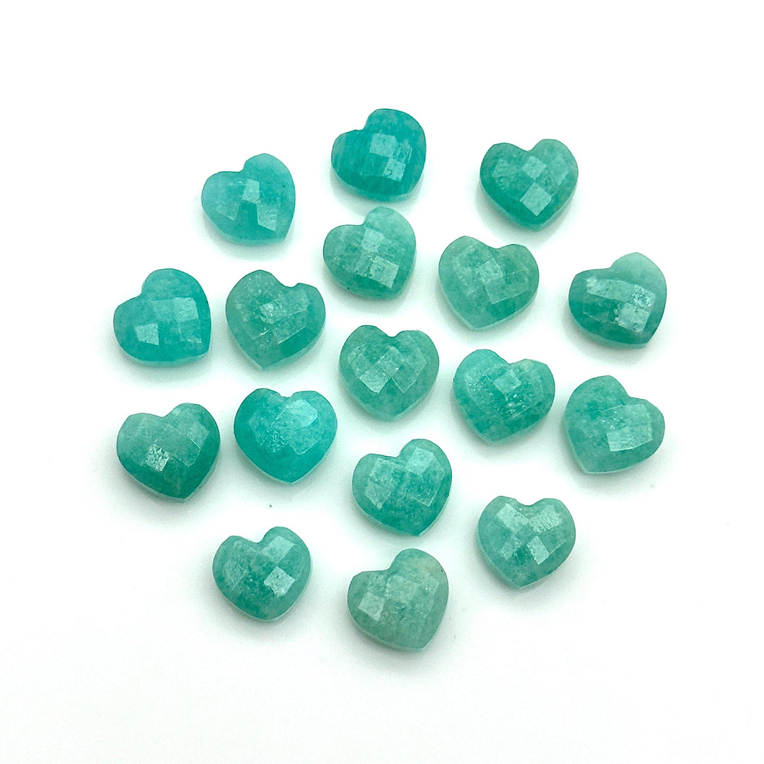 Faceted Amazonite Heart Briolettes: AAA Grade, 10mm Gemstone Charms
