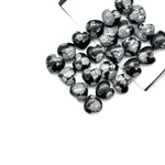 Load image into Gallery viewer, AAA Snowflake Obsidian Heart Shape Briolette's, Smooth Heart Shape Beads, Hand Carved Gemstones, Jewelry and Craft Wholesale Beads 8 MM