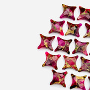 Hot Pink Mohave Turquoise Ninja Star Shape Beads, Carving Beads, Copper Hot Pink Turquoise Gemstones, 11X15 MM Jewelry Making Charms Beads