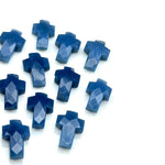 Load image into Gallery viewer, Faceted Blue Opal Cross Beads: Natural Gemstone Charms (15mm)