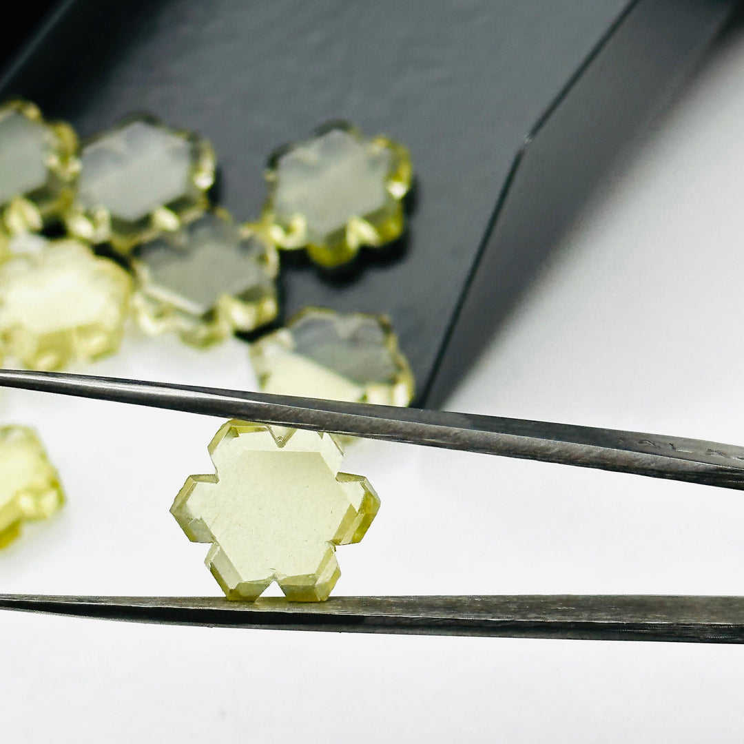 Beautiful Lemon Quartz Flower Shape Beads, 11 MM Lemon Quartz Carved Gemstone, Hexagon Shape Hand Carved Beads, Jewelry & Craft Making Charm