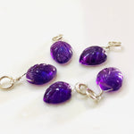 Load image into Gallery viewer, Natural 1 piece Amethyst Leaf Shape Carved Gemstone Jewellery Making Charm With 925 Silver, Necklace, Bracelet, Earrings Making Charms