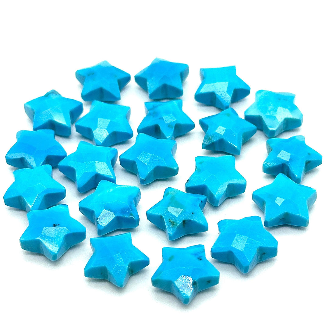 AAA Blue Turquoise Star Shape Briolettes, Turquoise Faceted Star Beads, Wholesale Loose Beads for Jewelry, 12 MM, Hand Carved Star Charms