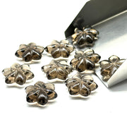 Natural Smoky Quartz Flower Shape Carved Gemstone, Flower Shape Carving Loose Gemstone Beads, 15mm Fancy Shape Hand Carved Beads for Jewlery