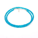 Load image into Gallery viewer, Natural Neon Apatite Beaded Necklace, Faceted Apatite Gemstone Necklace, Silver Jewelry, Handmade Yoga &amp; Meditation Necklace, Gift for Wife
