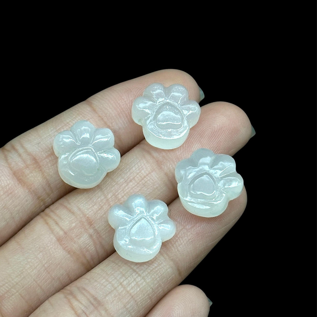 Natural White Moonstone Dog Paw Carving, AAA+ Quality Gemstone Paw Carving, 13 MM Little Paw Charm, Gift For Dog Lover, Dog Pendant For Gift