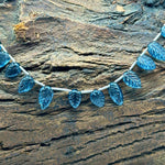 Load image into Gallery viewer, Fancy London Blue Topaz Leaf Shape Beads, Coated Blue Topaz Leaf Briolette's, Hand Carved Beads For Jewelry 8-11 mm, 8" Strand Loose Beads
