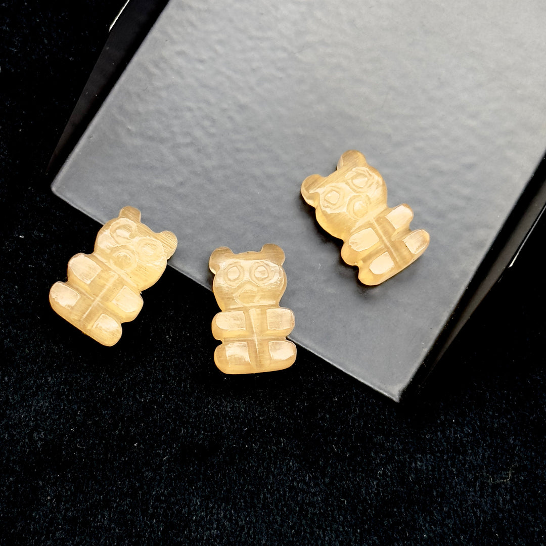 Beautiful Peach Moonstone Teddy Bear Gemstone, 10X15 MM Minimalist Carving Gummy Bear Beads For Jewelry, Loose Teddy Charm Beads For Jewelry