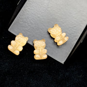 Beautiful Peach Moonstone Teddy Bear Gemstone, 10X15 MM Minimalist Carving Gummy Bear Beads For Jewelry, Loose Teddy Charm Beads For Jewelry
