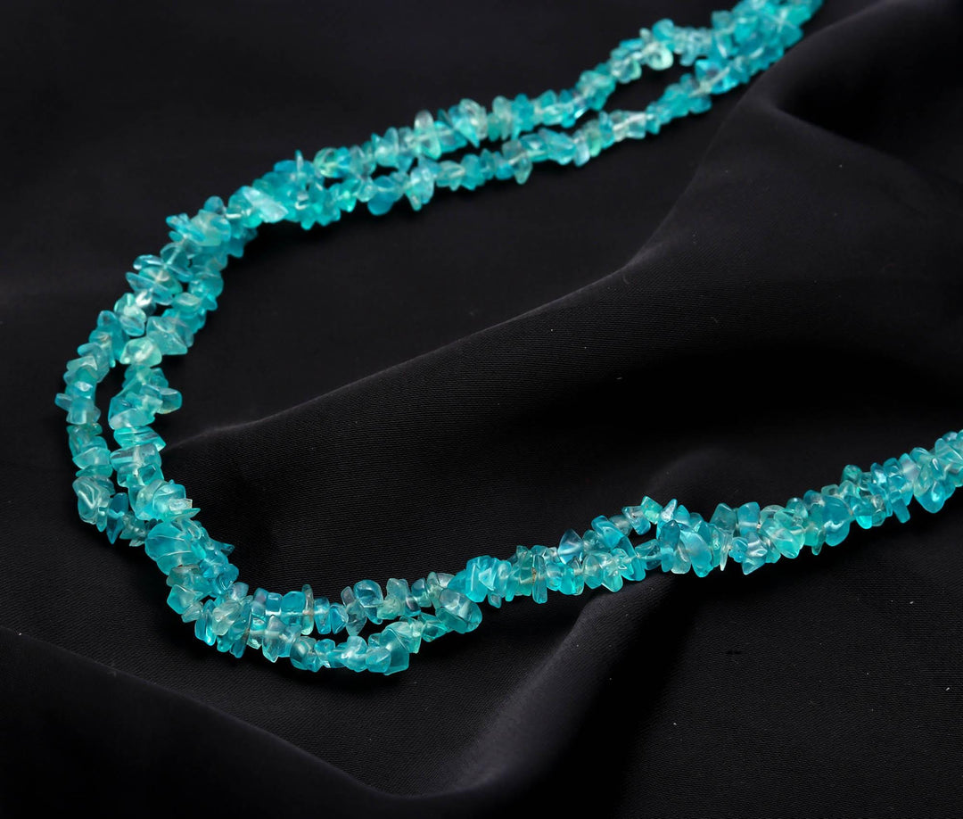 Natural Neon Apatite Uncut Beads Strand, Apatite Chips Beads for Jewelry Making, 16" Inch Uncut Chip Beads, Freeform Uncuts