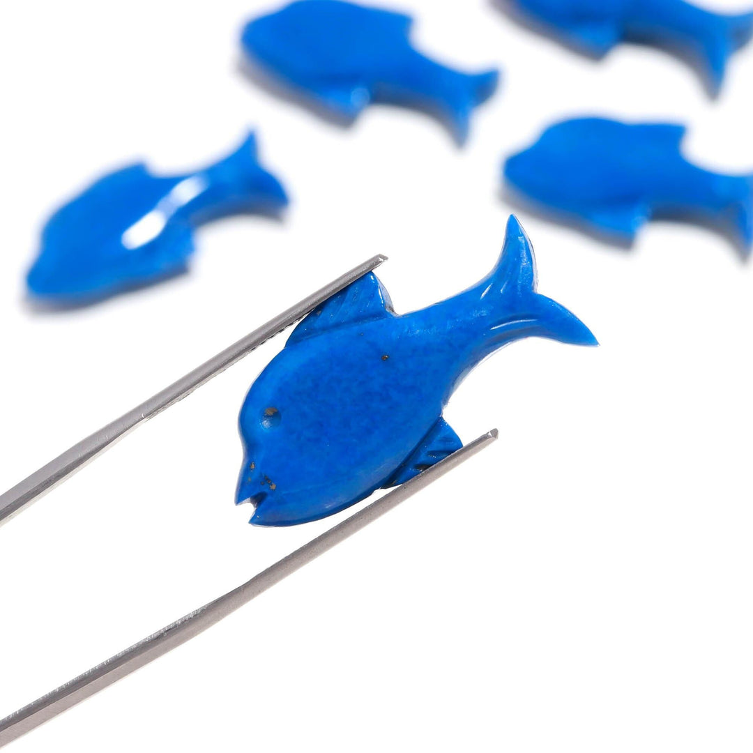 Natural Lapis Lazuli Dolphin Shape Carving, Lapis Lazuli Fish Shape Beads, Jewelry Making Fish Charms, 28 MM, Loose Sea Carved Stone