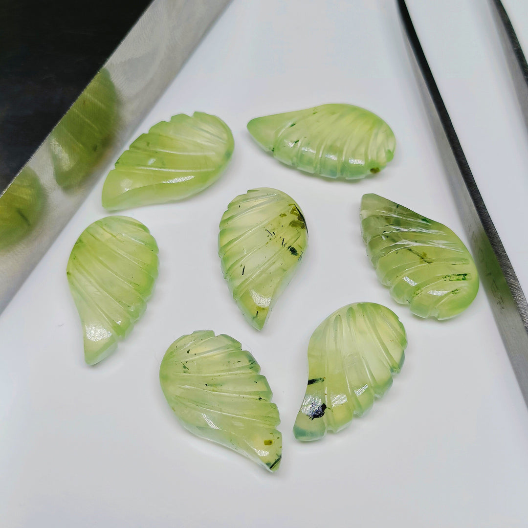 Hand Carved Prehnite Gemstone: Fancy Jewelry Making (18X10 mm)