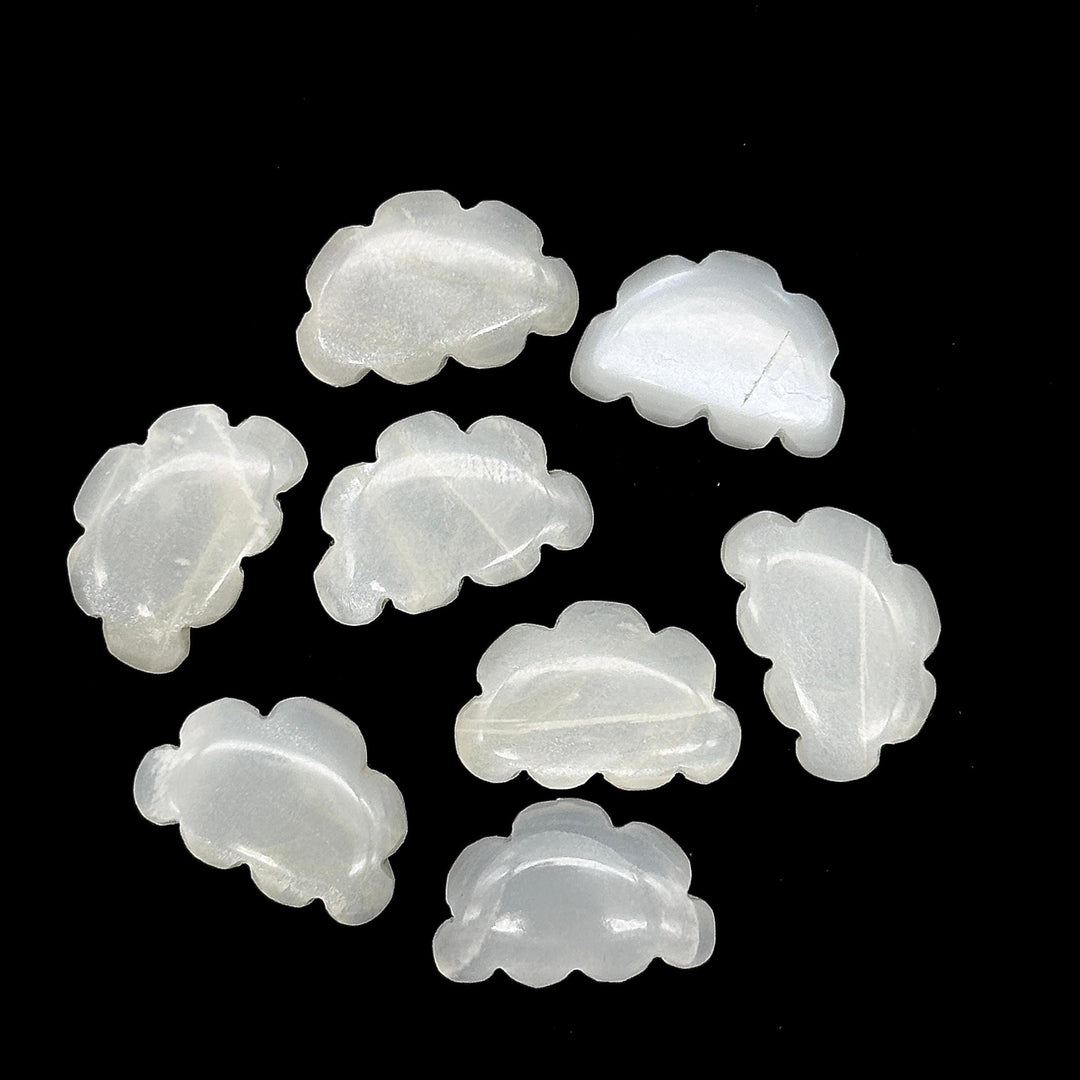 Natural White Moonstone Clouds Shape Beads, Flashy Moonstone Cloud Shape Stone, Smooth Gemstone For Jewlery 17X12 MM, Hand Carved Clouds