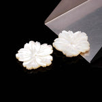 Load image into Gallery viewer, 1 Pc White Mother of Pearl Flower Shape Carving, White Luster Pearl Flower Shape Gemstone for Jewelry Making, 30 MM, Center Drill Beads