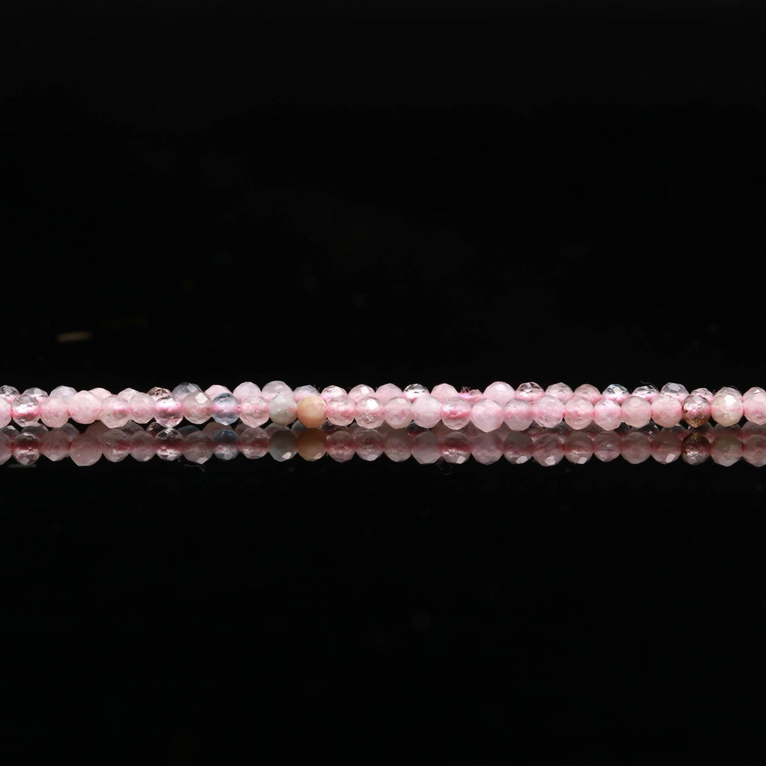 Natural Morganite Round Beads, Pink Morganite Micro Faceted Round Beads, Loose Crystal Beads for Jewelry Making, 13 Inches, 2-2.5 MM