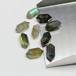 Load image into Gallery viewer, Natural Labradorite Pencil Shape Gemstone, Flashy AAA Labradorite Pointed Pencil Shape Carving, Double Side Point Pencil, 10 MM Beads