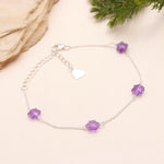 Load image into Gallery viewer, Natural Amethyst Star Beads Bracelet, February Birthstone, Amethyst Healing Star Beads Jewelry, 925 Silver Bracelet Fancy Bracelet for Girls