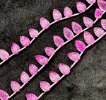 Load image into Gallery viewer, Pretty Pink Topaz Coated Leaf Shape Beads, Pink Died Carved Leaf Briolette's, Hand Carved Beads For Jewelry 8-11 mm, 8" Strand Loose Beads