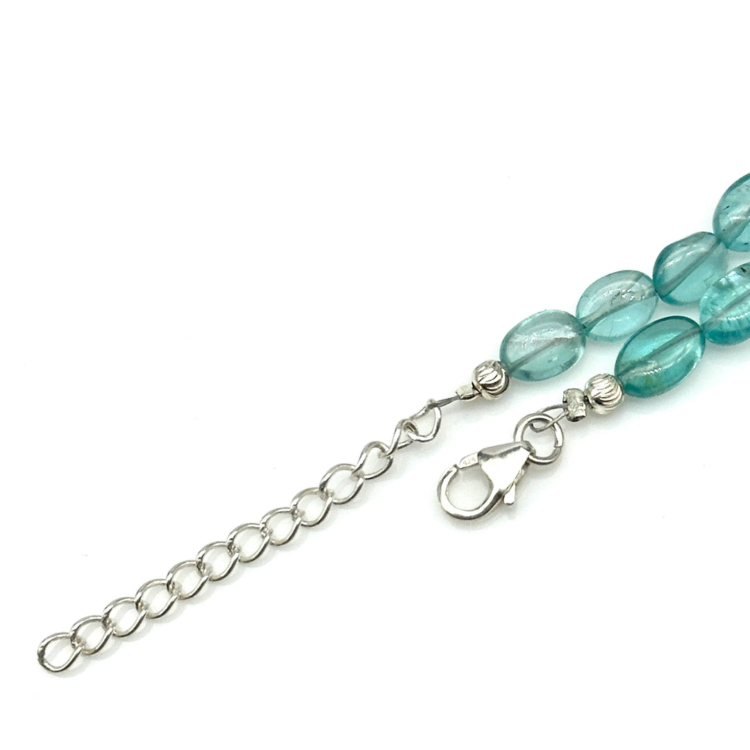 Dainty Sky Apatite Beaded Necklace, Natural Apatite Gemstone Necklace, Sterling Silver Jewelry, Sky Apatite Handmade Jewelry, Gift for her