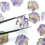 Load image into Gallery viewer, Beautiful Natural Ametrine Carved Flower, Hand Carved Flower Shape Gemstone, 18 mm Naturally Carved Flower for Jewelry, Carved Crystal