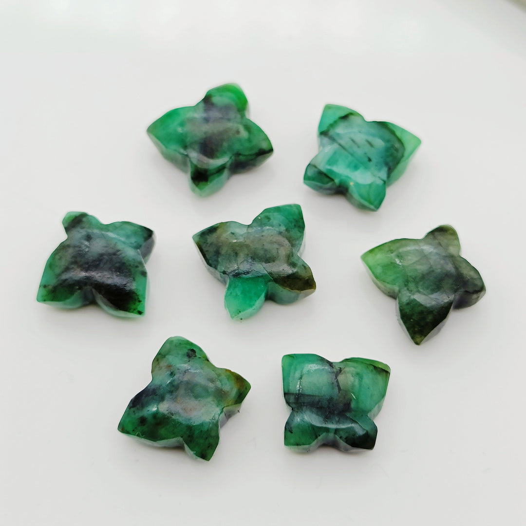 Genuine Emerald Butterfly Shape Carving Gemstone Beads, Hand Carved Smooth Butterfly Charm Beads, Wholesale Gemstone Beads 13X9-14X10 MM