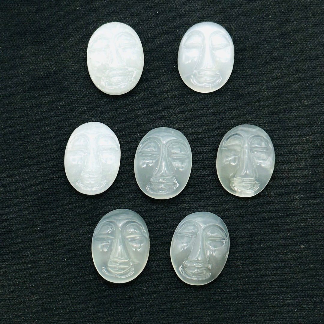 1,2,3,4,5 Pcs Natural white moonstone oval face Shape Carving, Hand carved fancy shape Gemstone, carved Gemstone jewelry Making,18X14 mm