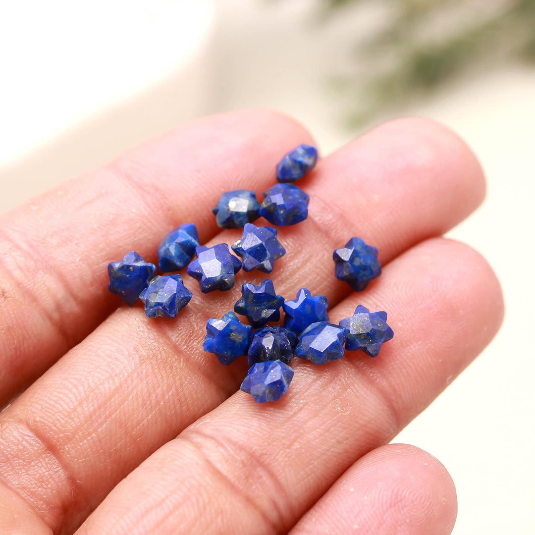 Natural Lapis Lazuli Little Stars, Blue Lapis Lazuli Star Shape Beads, 6 MM Star Shape Gemstone for Jewelry, 6 Sides Carving Star Beads