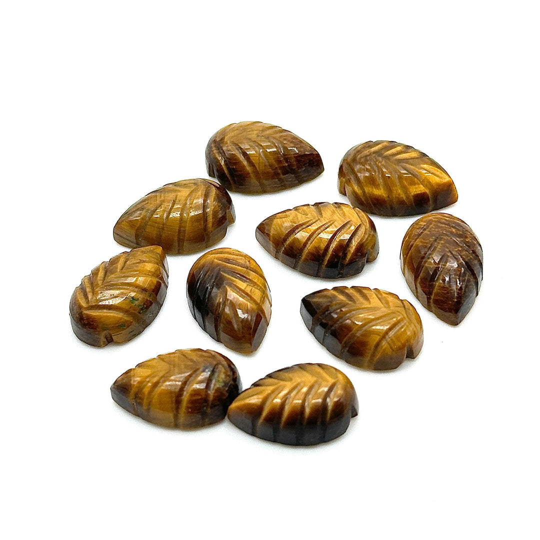 Natural Tiger Eye Leaf Shape Briolettes, AAA Tiger Eye Hand Carved Leaf Shape Gemstone Beads, Leaf Beads, 14 MM Loose Leaf Charms