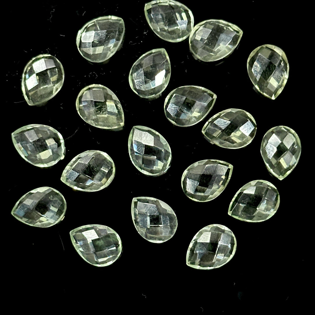 AAA+ Quality Green Amethyst Faceted Pear Shape Beads, 9X12 MM Green Briolette's Beads, Matched Pairs, Jewelry Making Pear Shape Beads