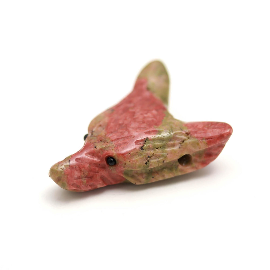 Natural Unakite Fox Head, Hand Carved Unakite Wolf Face Side Drilled for Jewelry Making, Gemstone Crystal Gifts 40 MM
