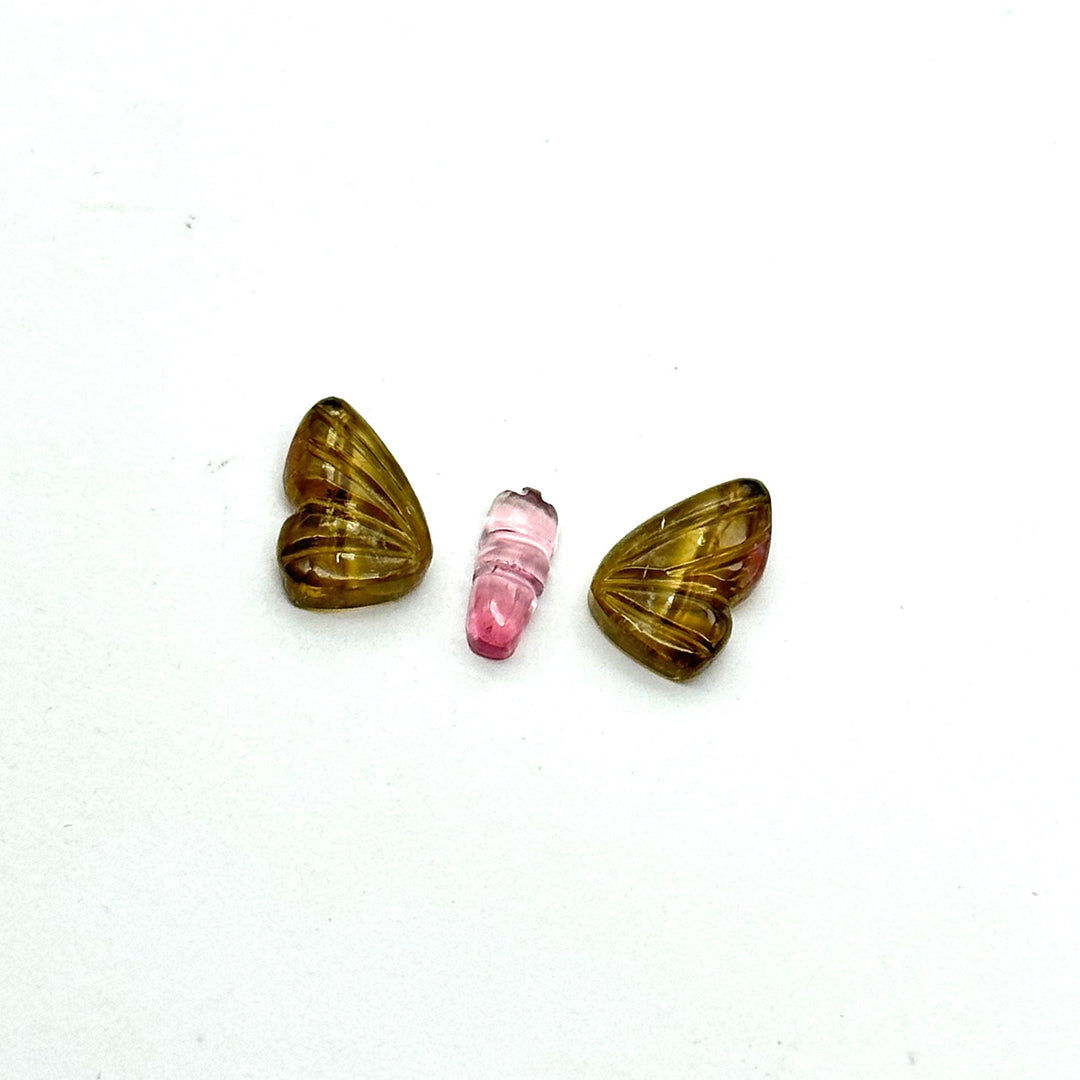 Natural tourmaline Butterfly Shape Carving, Hand carved tourmaline Butterfly loose carving, carved butterfly jewelry for Making 21x9mm.