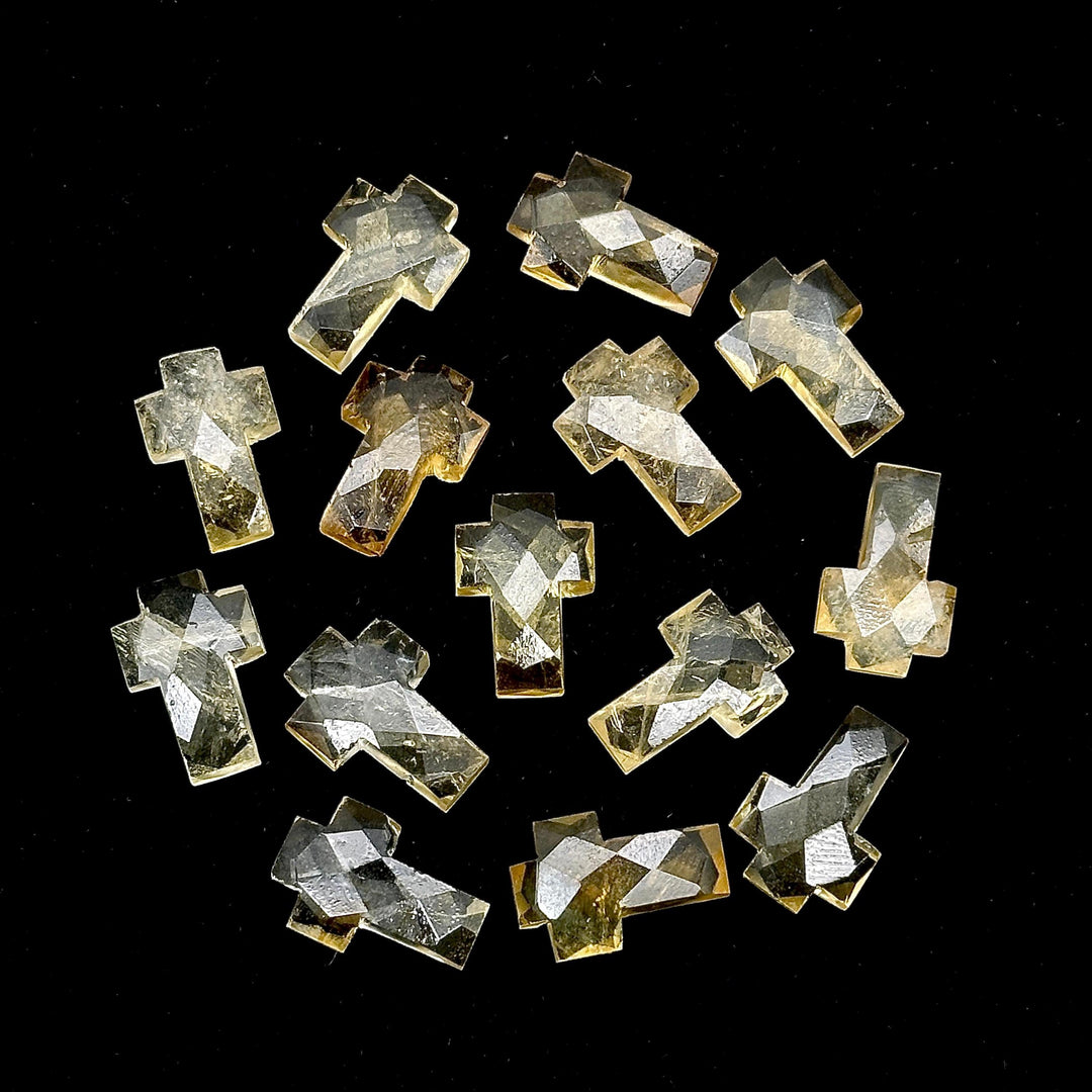 Natural Citrine Faceted Cross Shape Beads, AAA Citrine Hand Carved Cross Shape Stone, Spiritual Beads, Healing Beads, 15 MM