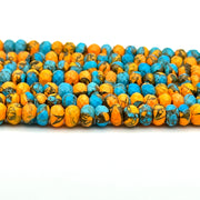 Excellent Quality Oyster Copper Turquoise Beads, Orange & Blue Copper Tuquoise Faceted Rondelle Beads, 8-10 mm, 4 Inch Line, Wholesale Beads