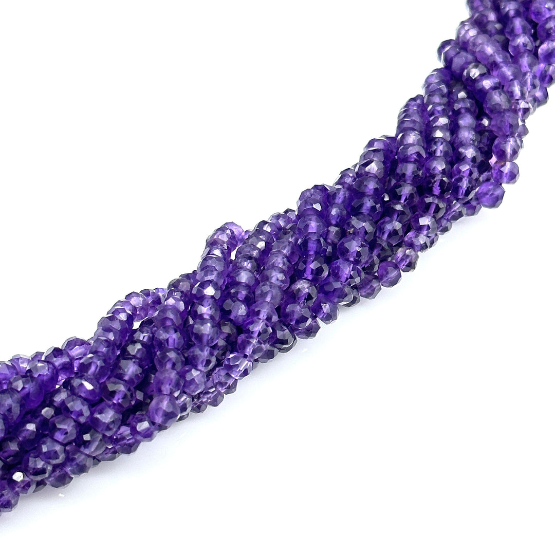 Natural Amethyst Faceted Rondelle Beads, Amethyst Faceted Jewelry Making Loose Beads, Purple Amethyst Crystals, 4 MM Wholesale Crafts Beads