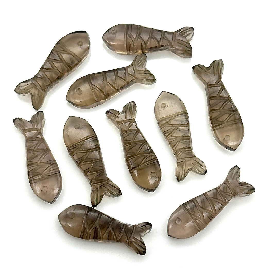 Natural Smoky Quartz Fish Shape Beads, AAA Smoky Quartz Fish Shape gemstone, 25 MM Brown Quartz Fish Shape Briolette's