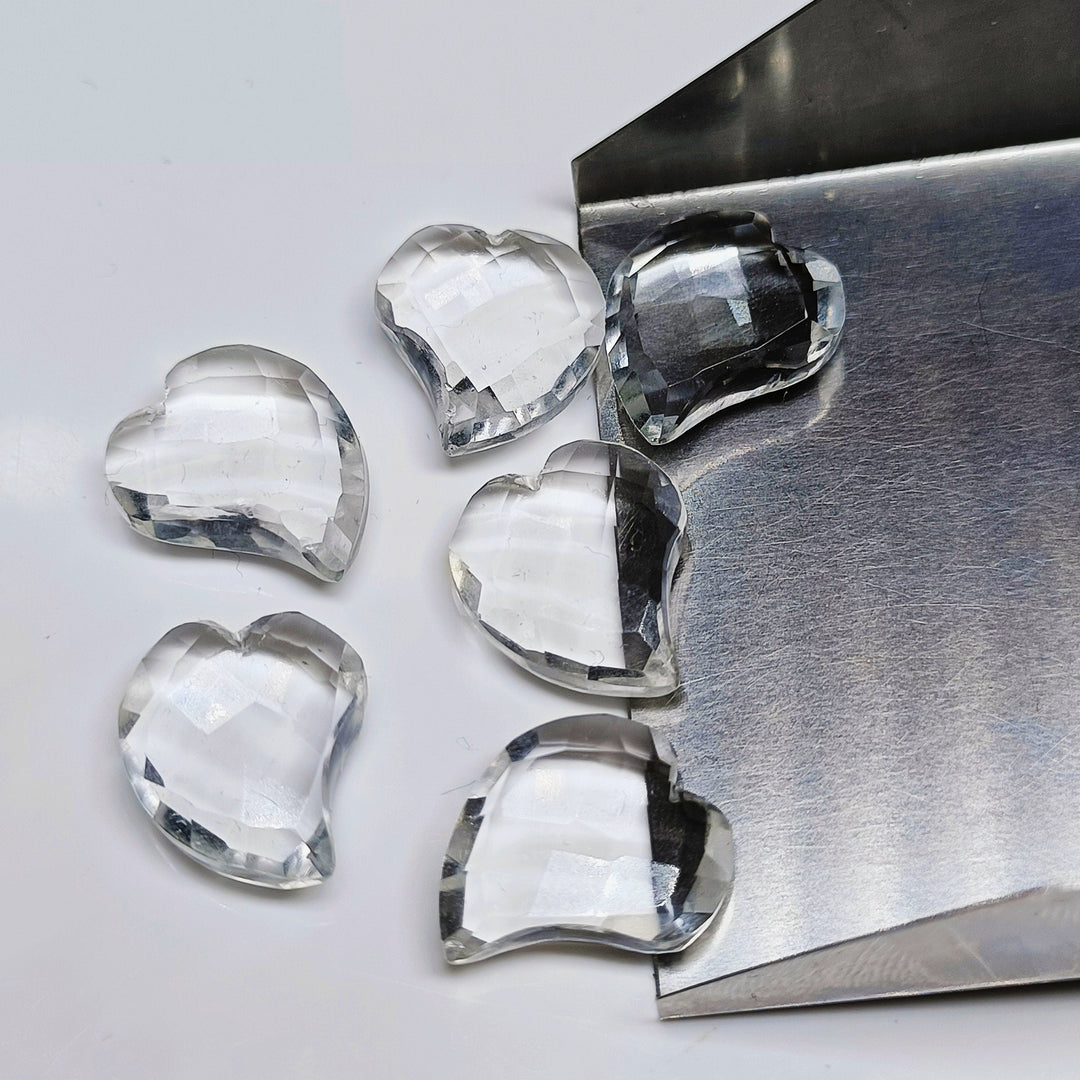 2,3,4,5,6 pcs 100% Natural Crystal Quartz Heart Shape Gemstone, Natural Heart Shape Gemstone, Gemstone For Jewellery, 15X13 mm (Approx)