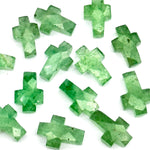 Load image into Gallery viewer, Green Strawberry Cross Shape Beads ~ Healing &amp; Protection Gemstone Beads ~ Faceted Strawberry Beads ~ 15 MM Cross Charm Beads ~ Green Beads