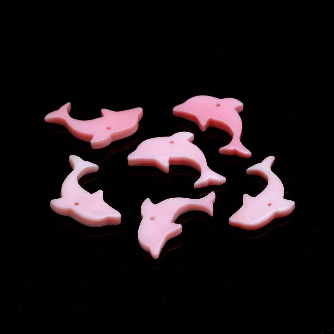 1 pc AAA Mother of Pearl Dolphin Shape Carving, Pink Pearl Dolphin Shape Beads, Top Drill Fish Charms for Jewelry Making, 23 MM, 1 PC