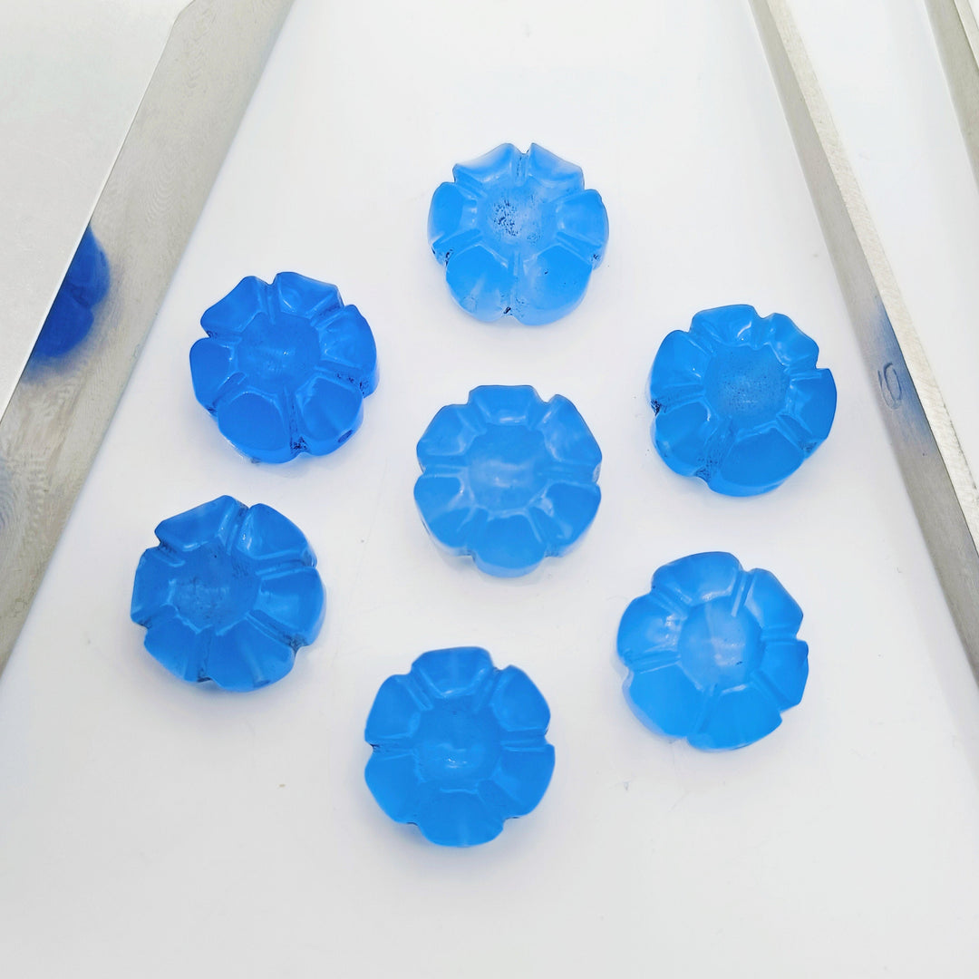 2,3,4,5 pcs 100% Natural Blue Chalcedony Flower Shape Carved Gemstone, Flower Shape Carving, Carved Gemstone For Jewlery 12 mm