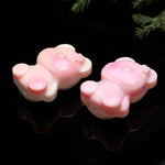 Load image into Gallery viewer, 1 PC Mother Of Pearl Teddy Bear Shape Carving, Pink Pearl Gummy Bear Beads for Jewelry Making 25 MM, Top to Bottom Drill