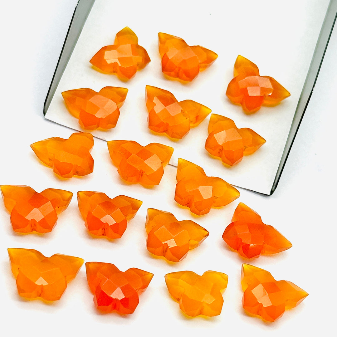 Natural Carnelian Butterfly Shape Carving Beads, Faceted Butterfly Gemstone, Carnelian Animal Carving Beads For Jewelry, Charm Beads 14MM