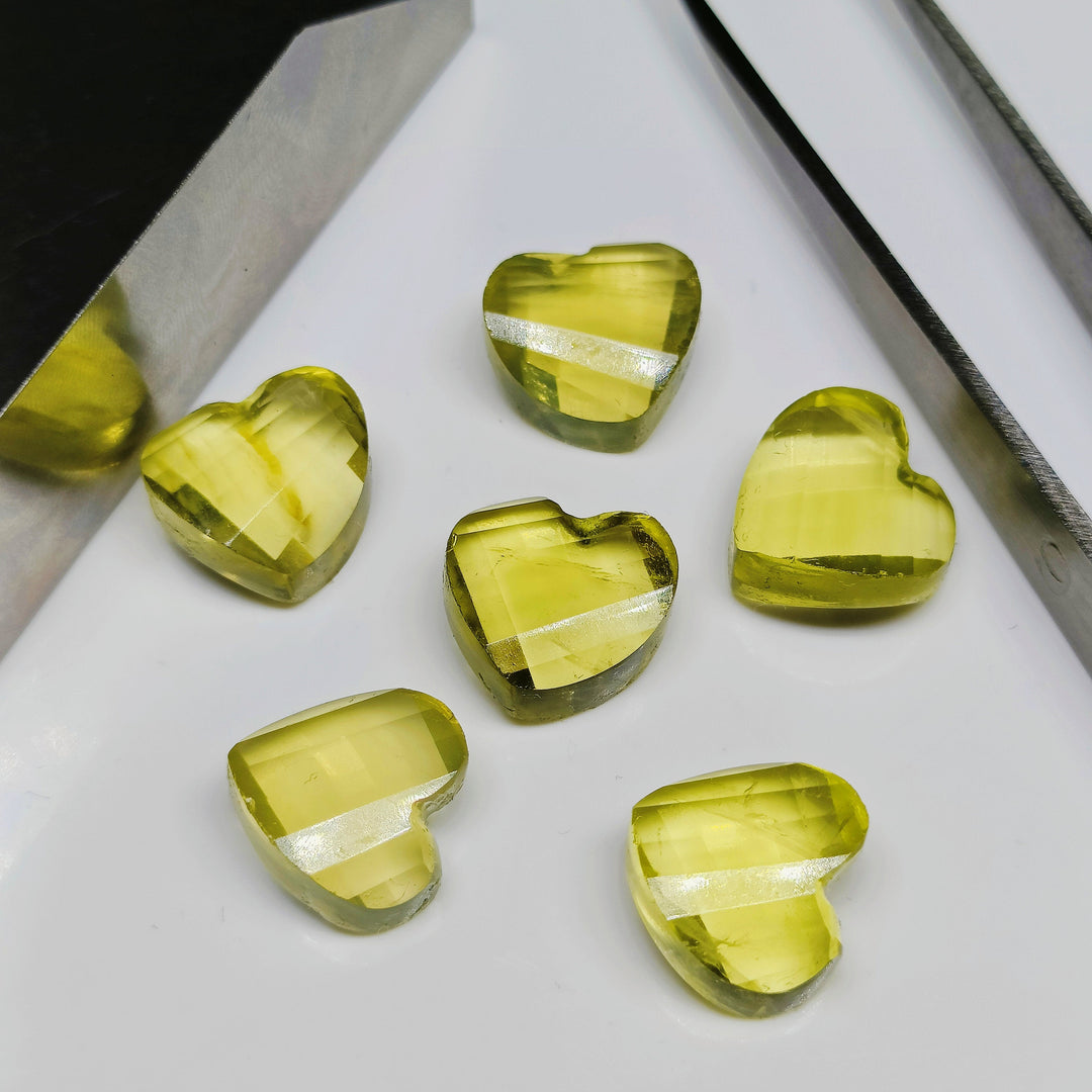 2,3,4,5,6 pcs 100% Natural Lemon quartz  twisted heart Shape Carved Gemstone, Loose Gemstone, fancy Shape Gemstone, Carved Gemstone 12 mm