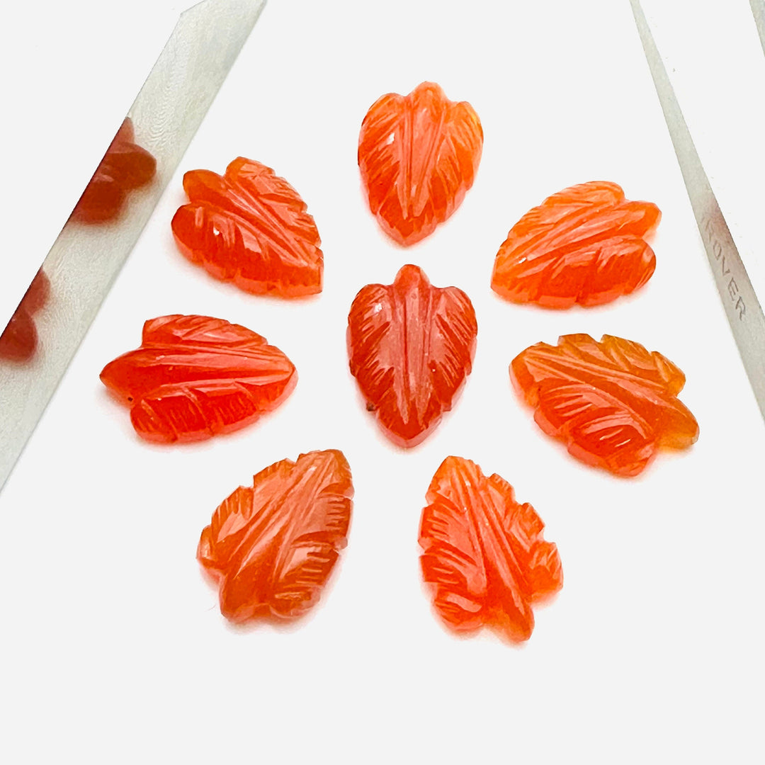 2,3,4,5 pcs Natural orange chalcedony Hand Carved Leaf Shape, Carved Leaf Shape Gemstone for Jewlery, Leaf Carving 18X12mm